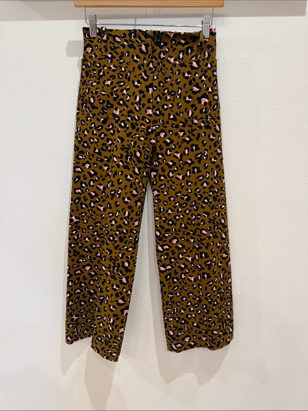 Anothropologie Meave Colette Mustard green with pink and black leopard print